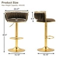 thumbnail image 3 of DREAMSIDEA Swivel Bar Stools Set of 2 Modern Velvet Upholstered High Back Adjustable Bar Chairs with Golden Footrest for Kitchen Counter Square Island, Coffee, 3 of 5