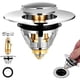 thumbnail image 2 of Universal Wash Basin Bounce Drain Stainless Steel Plug Full Copper Bullet Core Push-Type Pop Up Sinkfor Basket Kitchen and Bathroom Fits Drain Hole, 2 of 5