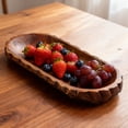 thumbnail image 2 of Rustic Teak Wood Fruit Tray with Wavy Edge – 11 Inch Oval Serving Platter, Thai-Style Natural Wooden Dish for Home, Hotel, Restaurant – Ideal for Fruits, Snacks, Cheese & Appetizers, 2 of 5