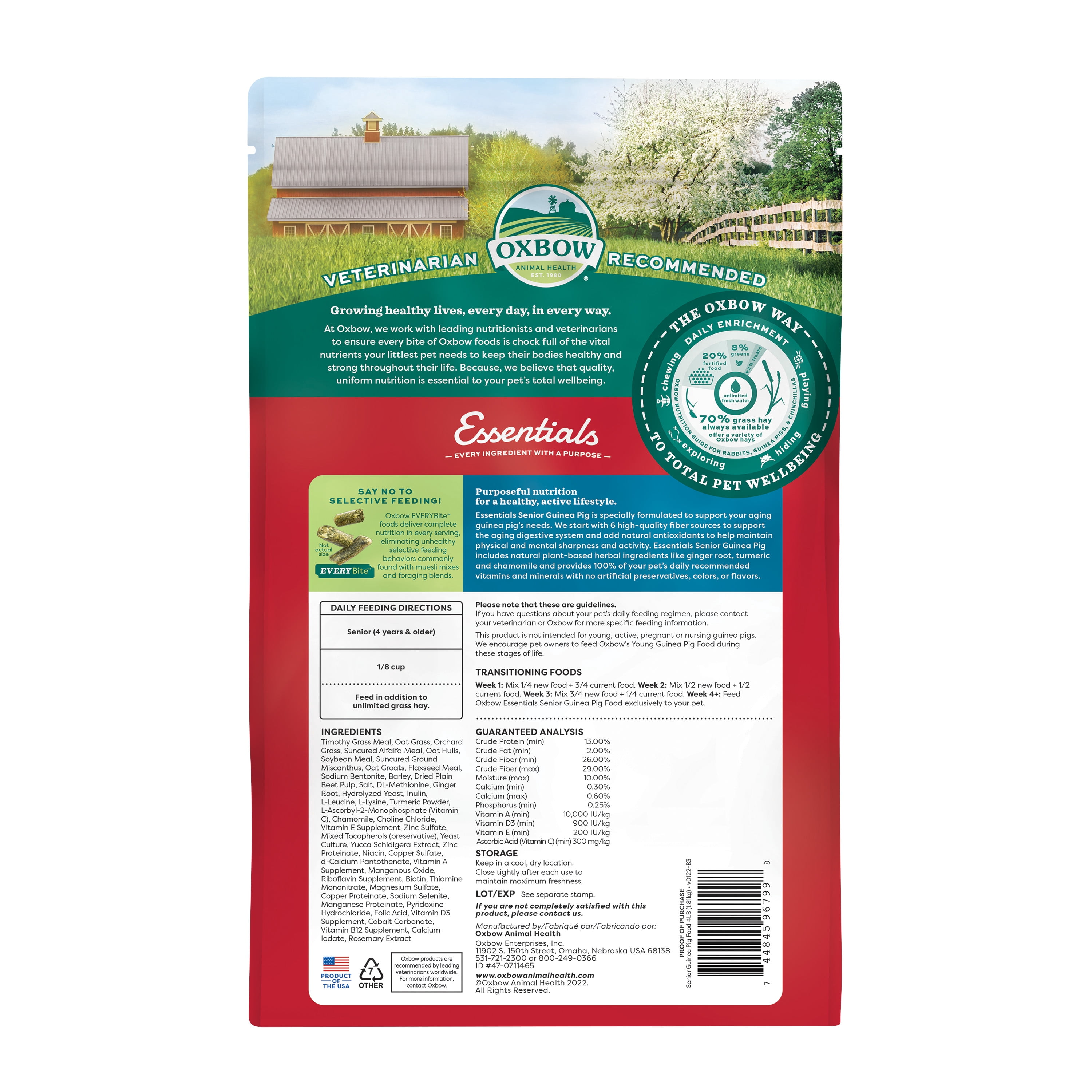 Oxbow Animal Health Essentials Senior Guinea Pig - Dry Pellet - 4 lb