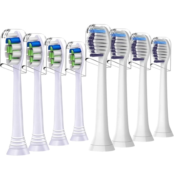 8 Pack Replacement Brush Heads, Compatible with Philips Sonicare Electric Toothbrush, 4pcs Precision Clean and 4pcs Whitening Clean Brush Heads,White.