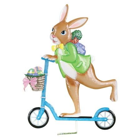 Easter Bunny On Scooter Outdoor Decoration Garden Stake Hand