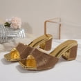 thumbnail image 6 of Xfvqtps Womens Glitter Mule Sandals Open Toe Block Heel Slide On Dress Sandals All Over Sparkle Party Shoes for Special Occasions, 6 of 9