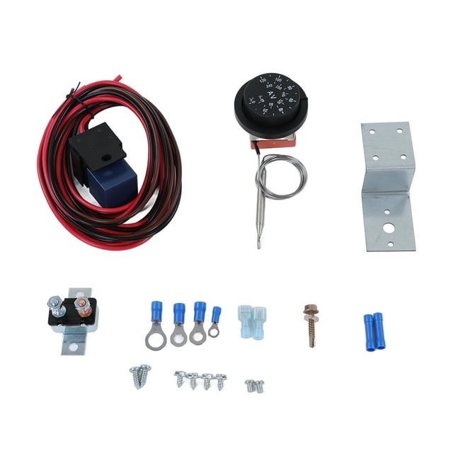 21Pcs Adjusting Electric Radiator Fan Thermostat Control Relay Wire Kit Robust Thermostat for Car Truck 12V