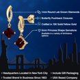 thumbnail image 2 of Gem Stone King 10K Yellow Gold Red Garnet and Lab Grown Diamond Stud Dangle Earrings for Women | 1.89 Cttw | Gemstone January Birthstone | Princess 5MM, 2 of 6