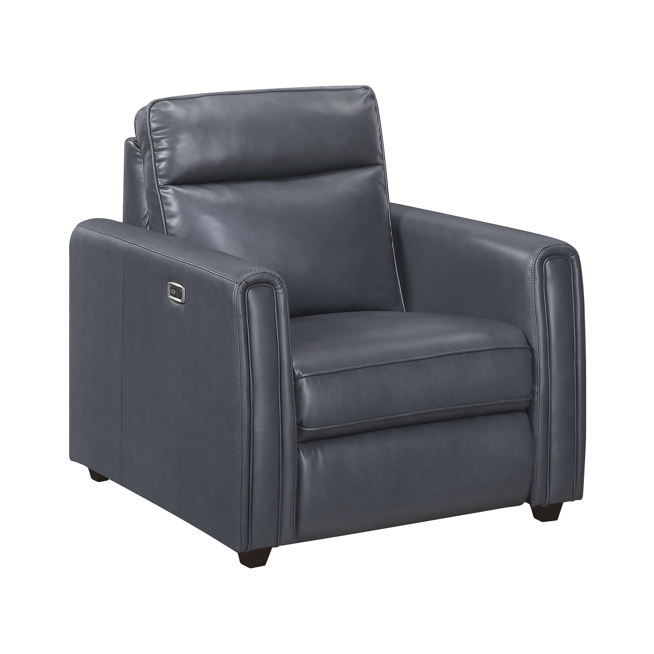 OakvillePark Ardena Faux Leather Power Reclining Chair with Rounded Track Arms, Zero Wall Recliner, Navy