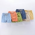 thumbnail image 5 of GYRATEDREAM Toddler Baby Boys Casual Cotton Shorts Kids Soft Breathable Elastic Waist Short Pants with Drawstring Children Solid Color Shorts for 2-11 Years, 5 of 7