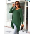 thumbnail image 3 of DARING DIVA Women's High Low Hem Lace Trim Flowy Blouses S Deep Green, 3 of 6