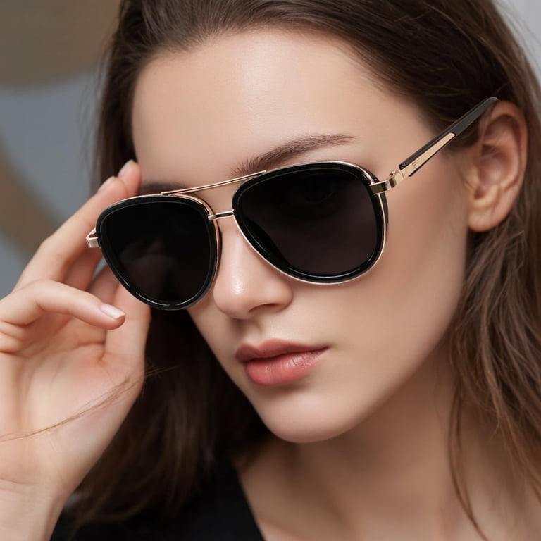 FEISEDY Retro Polarized Aviator Sunglasses for Women Men  display picture 3