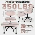 thumbnail image 4 of edx Ergonomic Cross Legged Swivel Chair with Back Support, Adjustable Height Meditation Chair, 360° Rotating Footrest, Rolling Office Floor Chair, Pink, 4 of 9