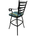 thumbnail image 3 of Outdoor Extra Tall Swivel Bar Stool 35" Seat Jenna - Aqua Stripe Fabric - Black, 3 of 3
