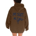 thumbnail image 6 of NinXxx Women's Letter Print Hoodie Long Sleeve with Pockets Coffee XXL, 6 of 8