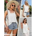 thumbnail image 3 of Versatile, fashionable, square-neck gathered pleat swing tank top for women, loose-fitting, casual, and comfortable, 3 of 7