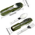 thumbnail image 3 of Juego de vajilla plegable 7 en 1 para acampar al aire libre, de acero inoxidable, con cuchillo, tenedor y cuchara, color negro, 3 of 8