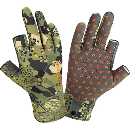 UBSWF-Unisex Fingerless Camo Hunting Gloves for Men s Women s Early Season Warm Weather UPF 50+ Lightweight Fishing Photography HG03