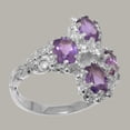 thumbnail image 3 of LBG British Made 18k White Gold Cubic Zirconia & Amethyst Womens Anniversary Ring - 33 size options - Size 10.25, 3 of 6