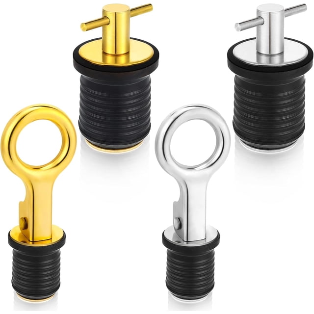 4 Pcs Bouchons de Bateau 1.25 Pouces avec Poignée en Laiton, Accessoires de Kayaks en Acier Inoxydable