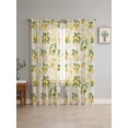 thumbnail image 4 of Sheer Curtains 63 Inches Long 2 Panels, Summer Farm Lemon Rod Pocket Curtain Voile Draperies, Vintage Country Fruit on Newspaper Light Filtering Window Treatment for Living Room Kitchen Bedroom, 4 of 8