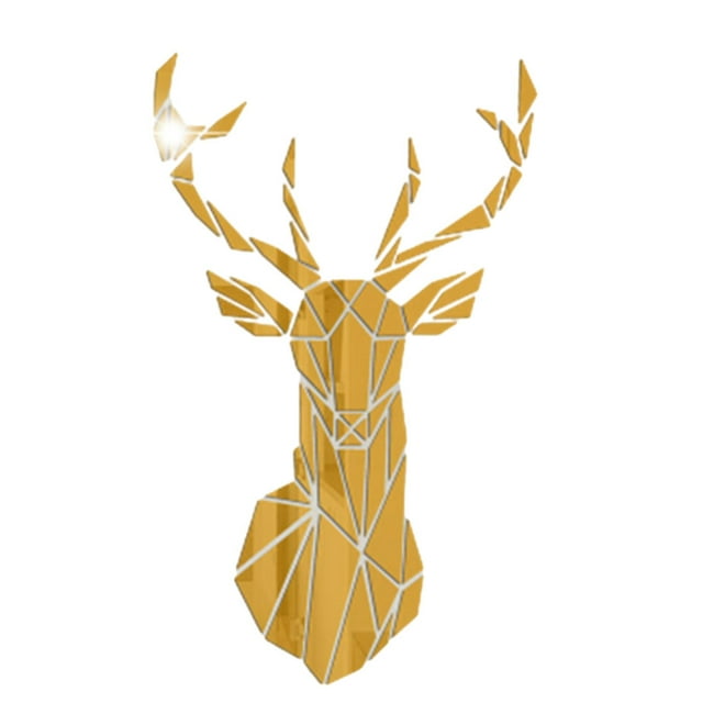 Advancent Toque elegante con espejo 3D, pegatina de pared de ciervo, encanto del espacio habitable, cambia instantáneamente el aspecto de la Decoración del hogar oro S