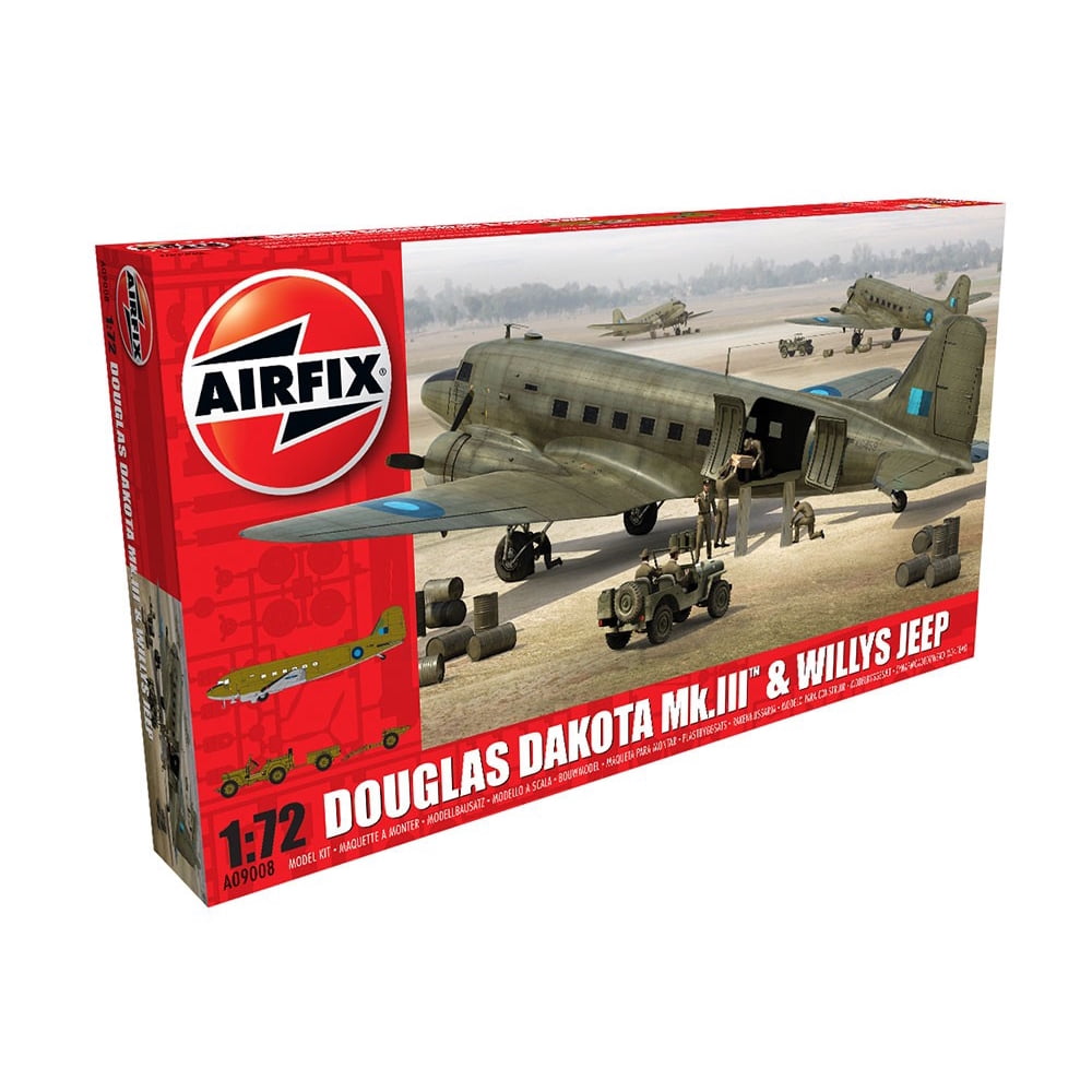 Airfix 09008 Douglas Dakota with Willis Jeep 1/72 Scale Plastic Model