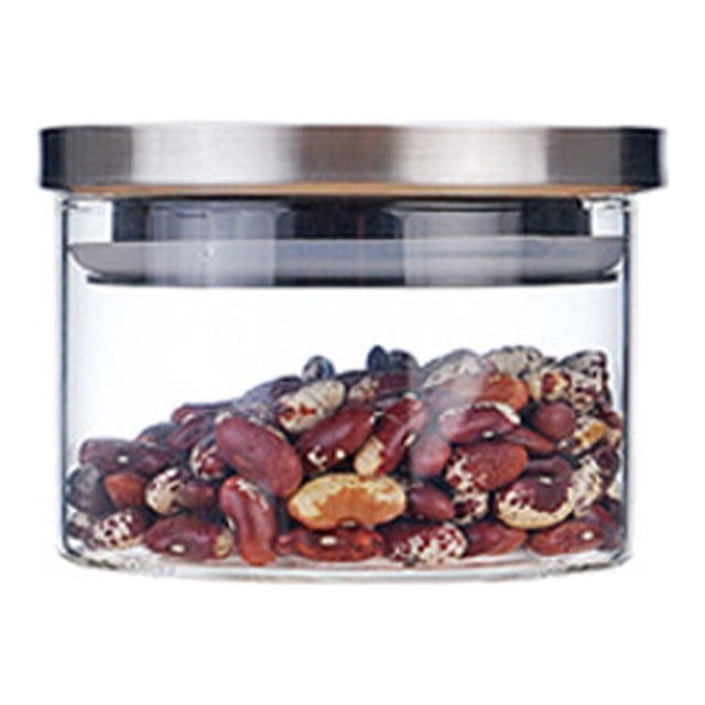 Bocal de Rangement en Verre Scellé de 350 ml, Réservoir de Rangement en Verre Anti-Humidité avec Couvercle en Acier Inoxydable (10 X 8 cm)