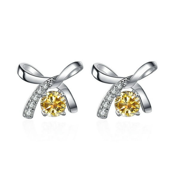 Bow Moissanite Stud Earrings for Women 1ct D Color Round Cut VVS1 clarity 925 Sterling Silver Diamond Earrings Moissanite Earrings for Women with Certificate