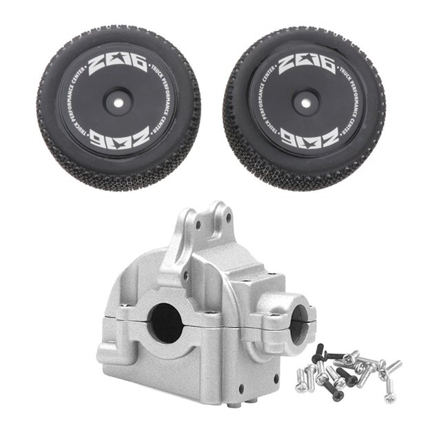 Caja de cambios y neumáticos traseros Sunnimix Para coche 1/14 WLTOYS 144001 Carcasa de caja de cambios de coche RC