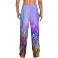 thumbnail image 3 of Uemuo Colorful Purple Cosmos Flower Pattern Men's Wide Leg Palazzo Lounge Pants with Pockets Light Weight Loose Comfy Casual Pajama Pants-, 3 of 9