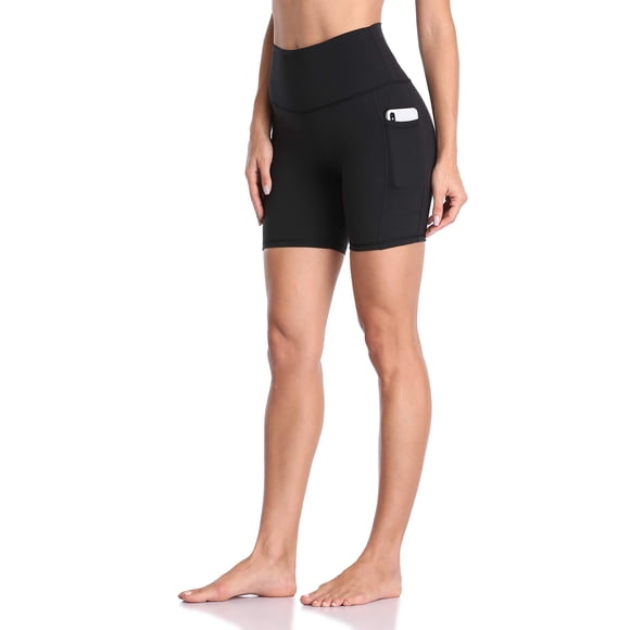 Shorts Colorfulkoala de cintura alta con bolsillos de 15 cm, negro