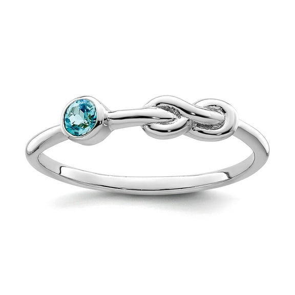 925 Sterling Silver Rhodium Plated Polished Infinity Ls Blue Topaz Ring Size 7 Ring for Women