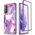 thumbnail image 1 of Samsung Galaxy S21 FE Purple Glitter Marble Full Body Clear Case, 360 Degree Anti-Scratch Protection Without Screen Protector, 1 of 5
