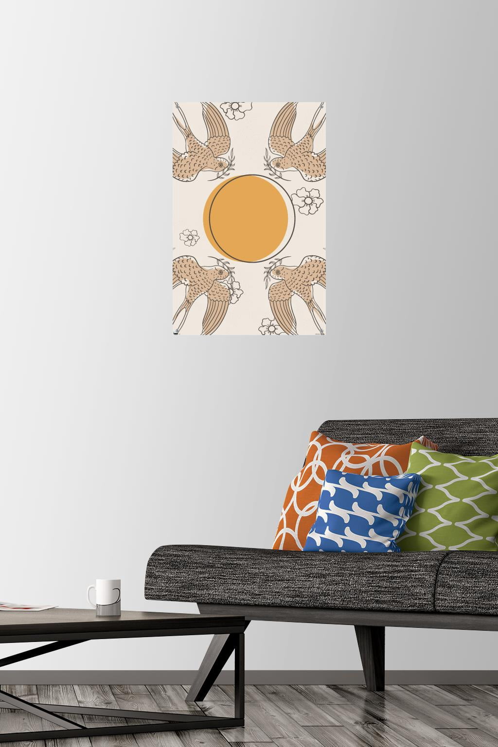 Birds Fly To The Sun Wall Poster with Push Pins, 14.725" x 22.375"