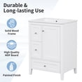 thumbnail image 4 of 24 Inch Bathroom Vanity with Sink, Solid Wood Bathroom Sink Vanity Cabinet with Removable Dividers Drawers and Adjustable Shelves, Small Bathroom Sink Cabinet, White, 4 of 9