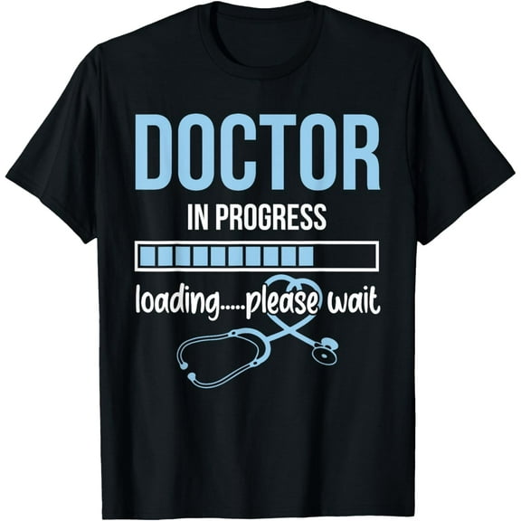 Stethoscope Doctor In Progress Loading Please Wait Medical T-Shirt men and women can wear, black, white, gifts