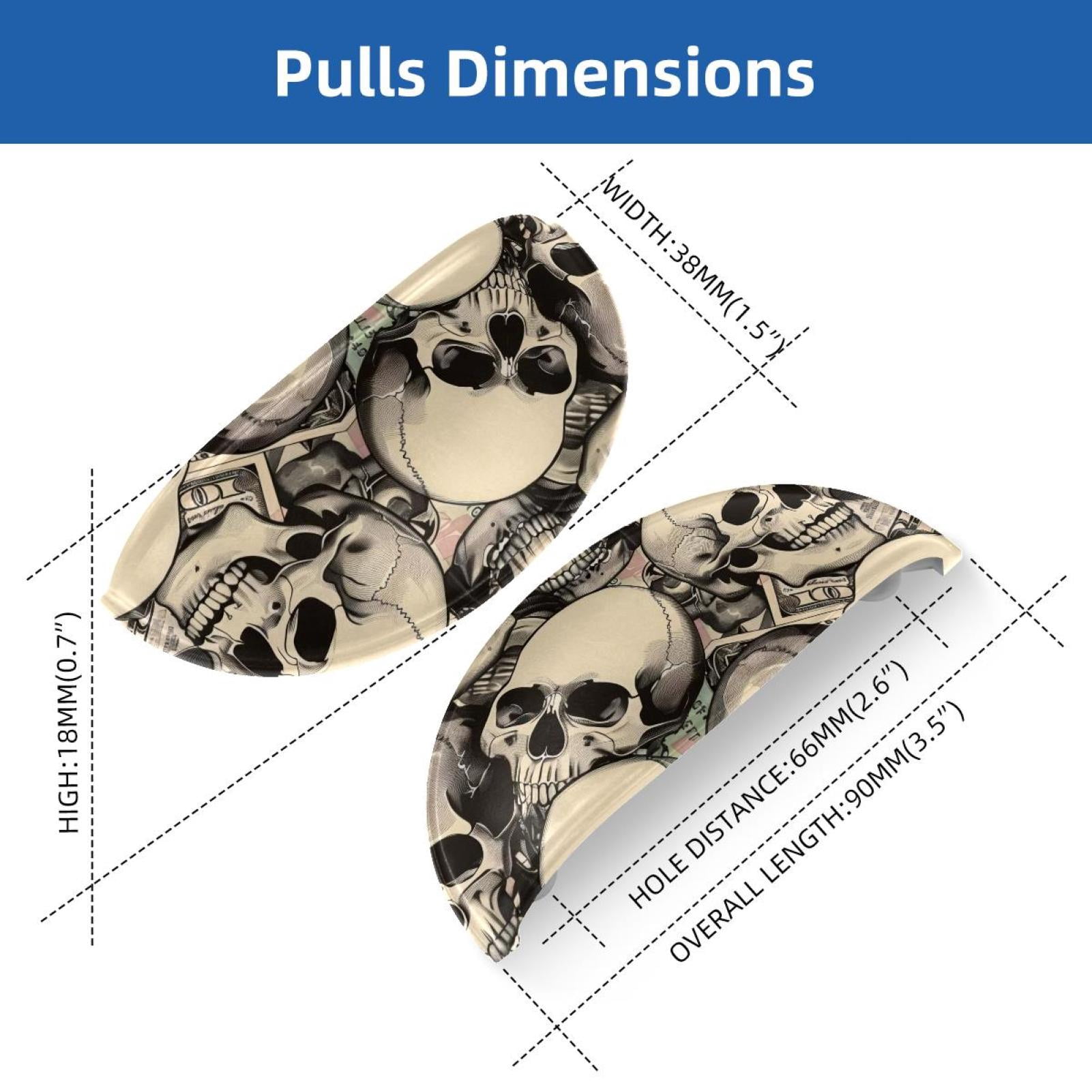 PhooArto 6 Pcs Cup Drawer Pulls, Skulls and Dollar Pattern Shell Shape Handles Cabinet Knobs for Dresser Cupboard Closet Wardrobe with Screws