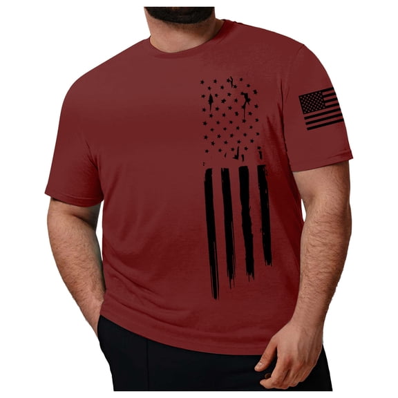 Independence Day T Shirt Tshirts Shirts for Men Mens Independence Day Fashion Trend Printed Short Sleeve Casual Comfortable Base T Shirt Loose Top Wine,7XL