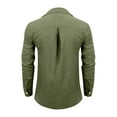 thumbnail image 5 of MGCWSH Mens Long Sleeve Button Down Shirts Regular Fit Solid Color Lapel Beach Shirt with Pocket Army Green 3XL, 5 of 5