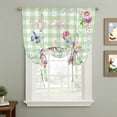 thumbnail image 2 of Easter Bunny Balloon Curtains for Living Room/French Door, Spring Flower Daisy Tulips Green Checkered Tie Up Curtains 63 Inch Length Energy Saving Kitchen Curtains Shades for Windows 42"x63", 2 of 8