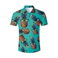 thumbnail image 4 of Trendfront Mens Hawaiian Pineapple Print Shirts Summer Collared Short Sleeve Tops Fruit Graphic Casual Beach Button Down, 4 of 5
