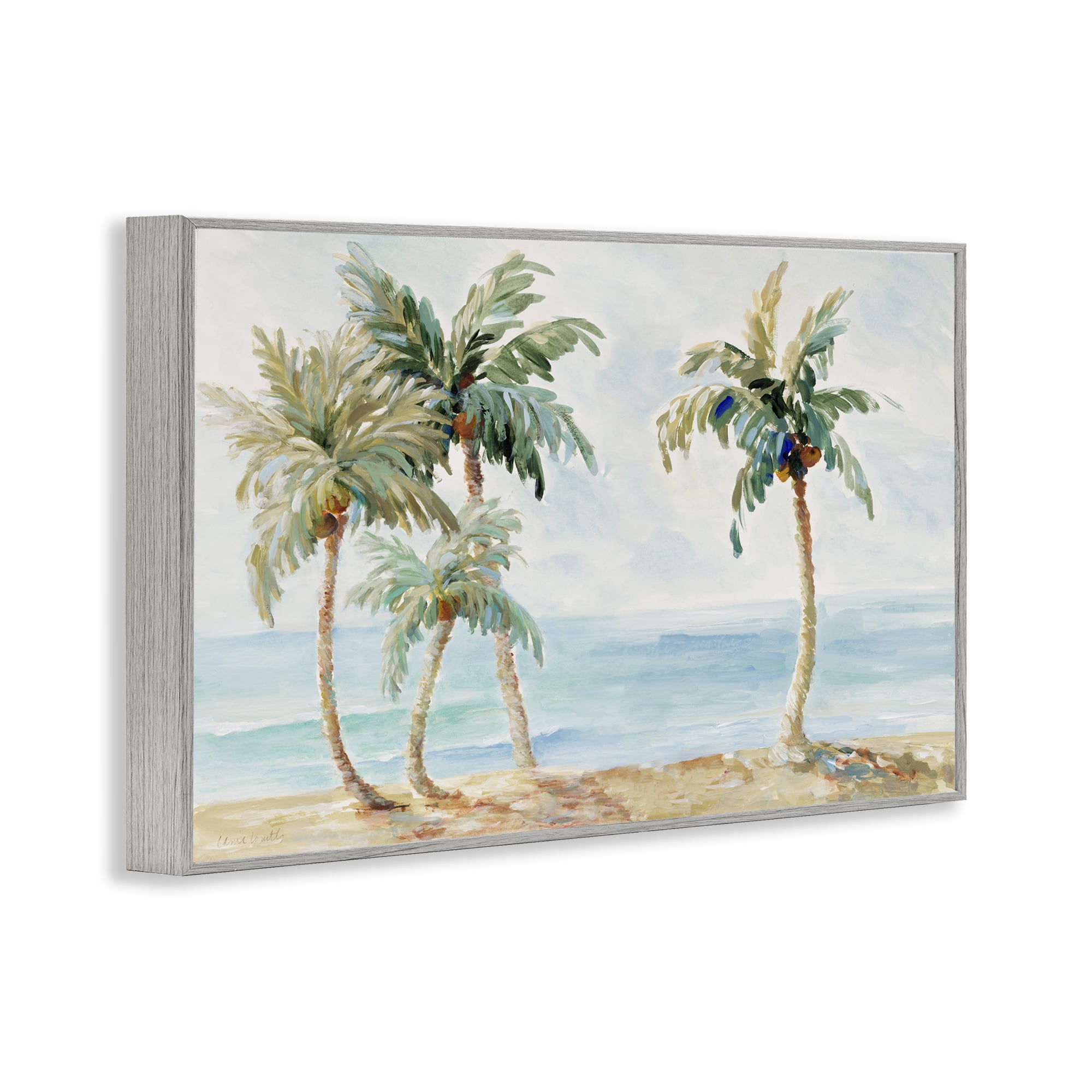 Stupell Industries Palm Trees in Paradise Gray Framed Giclee Art, design by Lanie Loreth