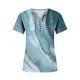 thumbnail image 4 of ICHUANYI Clearance Fashion Women Summer Causal Printing Short Sleeve V-Neck Top Blouse Button T-Shirt(Green, M) ICHUANYI WER2023081204238, 4 of 4