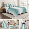 thumbnail image 6 of Twin Quilt Set 68''x86'', Aqua Teal White Ombre Lightweight Bedspread Coverlet Set with 2 Pillow Shams, Modern Abstract Art Farmhouse Gradient Breathable All Season Quilt Bedding for Dorm/Bedroom, 6 of 9
