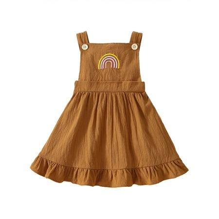 

Sunisery Toddler Baby Girls Summer Dress Sleeveless Embroidered Rainbow Ruffle Hem A-line Dresses Party Sundress
