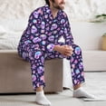 thumbnail image 7 of Fuzoiu crystal Skull flower cool Print Men's Long-Sleeved Pajama,Lounge Button Down Nightwear,Mens Notch Collar Pajama Set -Large, 7 of 7