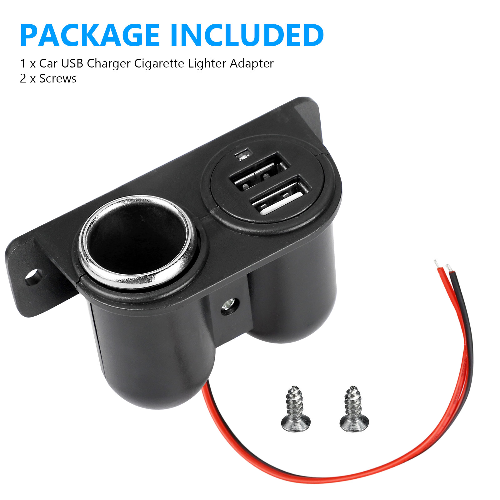 Auxiliary Dual USB Power Outlet DC 12V Socket Plug Adapter Car Cigarette Lighter