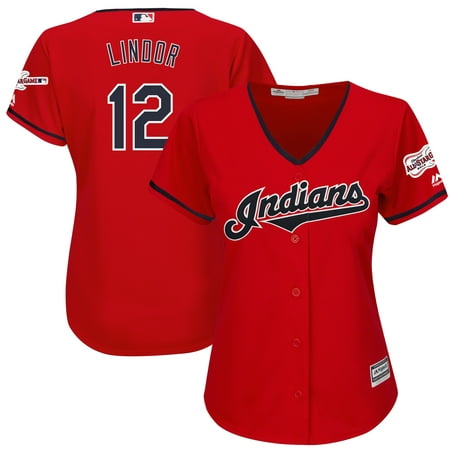 Francisco Lindor Cleveland Indians Majestic Women's Alternate 2019 All-Star Game Patch Cool Base Player Jersey -