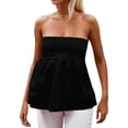 thumbnail image 2 of Cute Floral Strapless Peplum Tops for Women Y2k Flowy Tube Top Girls Ruffle Bandeau Summer Tops/Black/L, 2 of 6