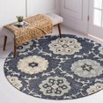 thumbnail image 3 of 7â€™ Round Gray Floral Trellis Area Rug, 3 of 8