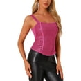 thumbnail image 4 of INSPIRE CHIC Women's Tank Top Sequin Sparkly Glitter Sleeveless Camisole Corset Top M Hot Pink, 4 of 6