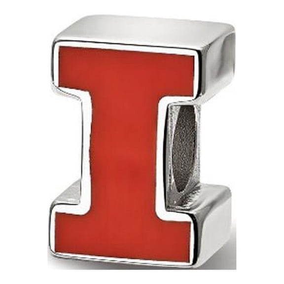 Sterling Silver University of Illinois Block I Enamel Bead Charm